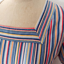 Load image into Gallery viewer, 1940s - Adorable Rainbow Stripes Cotton Dress - W31.5 (80cm)