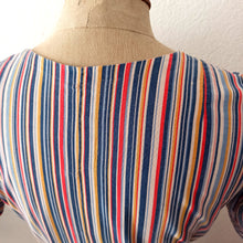 Load image into Gallery viewer, 1940s - Adorable Rainbow Stripes Cotton Dress - W31.5 (80cm)