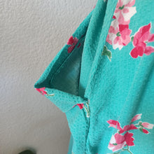 Charger l'image dans la galerie, 1940s 1950s - Stunning Turquoise Floral Housecoat Robe - L/XL