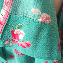 Charger l'image dans la galerie, 1940s 1950s - Stunning Turquoise Floral Housecoat Robe - L/XL