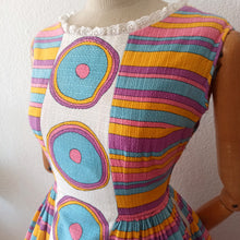 Charger l'image dans la galerie, 1950s - Henri Gabriel Chofflet, France - Fabulous Colorful Dress - W27 (68cm)