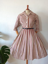 Charger l'image dans la galerie, 1950s - Gorgeous Color Stripes Autumn Dress - W32 (82cm)