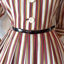 Charger l'image dans la galerie, 1950s - Gorgeous Color Stripes Autumn Dress - W32 (82cm)