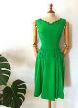 Load image into Gallery viewer, 1960s - Caroline Bal Moro -Bourges, France- Stunning Green Rayon Dress - W27 (68cm)