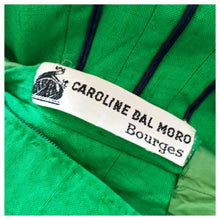 Load image into Gallery viewer, 1960s - Caroline Bal Moro -Bourges, France- Stunning Green Rayon Dress - W27 (68cm)