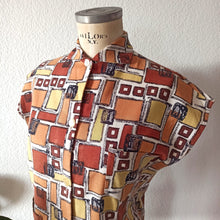 Charger l'image dans la galerie, 1950s - Gorgeous Abstract Rayon Top Blouse - Sz. L/XL