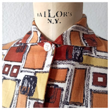 Charger l'image dans la galerie, 1950s - Gorgeous Abstract Rayon Top Blouse - Sz. L/XL