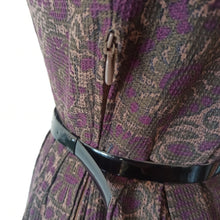 Charger l'image dans la galerie, 1950s 1960s - Autumnal Plum Textured Cotton Dress - W27 (68cm)