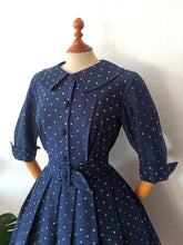 Charger l'image dans la galerie, 1950s - Iconic Dotted French Couture Soft Wool Dress - W27.5 (70cm)