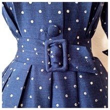 Charger l'image dans la galerie, 1950s - Iconic Dotted French Couture Soft Wool Dress - W27.5 (70cm)