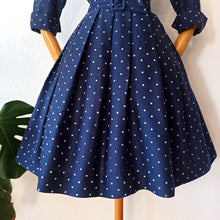 Charger l'image dans la galerie, 1950s - Iconic Dotted French Couture Soft Wool Dress - W27.5 (70cm)