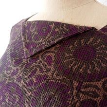 Charger l'image dans la galerie, 1950s 1960s - Autumnal Plum Textured Cotton Dress - W27 (68cm)