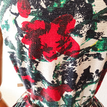 Charger l'image dans la galerie, 1950s 1960s - Stunning Red Abstract Roses Dress - W28 (72cm)