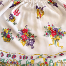 Load image into Gallery viewer, 1940s - Birds & Dancers Novelty Print Rayon Skirt - W26 to 35 (66 to 90cm)