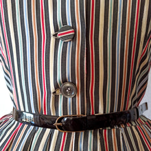 Charger l'image dans la galerie, 1950s - Adorable Rainbow Stripes Cotton Dress - W31 (78cm)