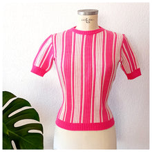 Charger l'image dans la galerie, 1950s 1960s - JF, United Kingdom - Adorable Pink Striped Wool Sweater