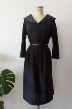 Charger l'image dans la galerie, 1950s - ILGWU, USA - Stunning Black Wool Dress - W28 (72cm)