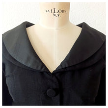 Charger l'image dans la galerie, 1950s - ILGWU, USA - Stunning Black Wool Dress - W28 (72cm)