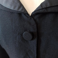 Charger l'image dans la galerie, 1950s - ILGWU, USA - Stunning Black Wool Dress - W28 (72cm)