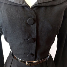 Charger l'image dans la galerie, 1950s - ILGWU, USA - Stunning Black Wool Dress - W28 (72cm)