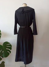 Charger l'image dans la galerie, 1950s - ILGWU, USA - Stunning Black Wool Dress - W28 (72cm)
