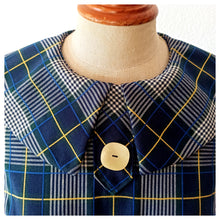 Charger l'image dans la galerie, 1950s - Gorgeous Navy Blue Tartan Winter Dress - W28.5 (72cm)