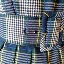 Charger l'image dans la galerie, 1950s - Gorgeous Navy Blue Tartan Winter Dress - W28.5 (72cm)