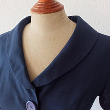 Charger l'image dans la galerie, 1950s - Lovely Navy Blue Belted Dress - W26 (66cm)
