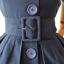 Charger l'image dans la galerie, 1950s - Lovely Navy Blue Belted Dress - W26 (66cm)