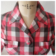 Cargar imagen en el visor de la galería, 1940s - Gorgeous Pink Plaid Cotton Dress - W26 (66cm)