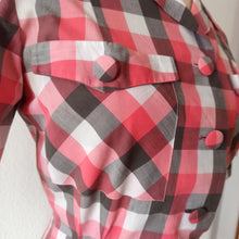 Cargar imagen en el visor de la galería, 1940s - Gorgeous Pink Plaid Cotton Dress - W26 (66cm)