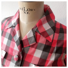 Cargar imagen en el visor de la galería, 1940s - Gorgeous Pink Plaid Cotton Dress - W26 (66cm)
