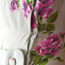 Load image into Gallery viewer, 1940s - Adorable Turquoise Roseprint Rayon Dress - W29 (74cm)