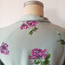 Load image into Gallery viewer, 1940s - Adorable Turquoise Roseprint Rayon Dress - W29 (74cm)