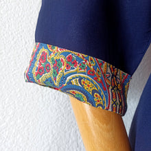 Load image into Gallery viewer, 1940s - Beautiful Navy Rayon Crepe Dress - W35 (88cm)
