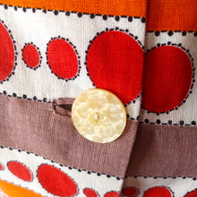 Charger l'image dans la galerie, 1950s - Stunning Abstract Orange Linen Dress - W28 (72cm)