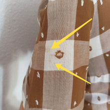 Charger l'image dans la galerie, 1950s - Adorable Brown Plaid Cotton Dress - W32 (82cm)