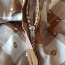 Charger l'image dans la galerie, 1950s - Adorable Brown Plaid Cotton Dress - W32 (82cm)