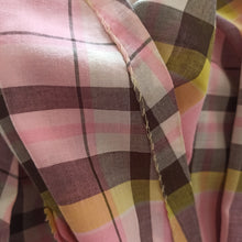 Charger l'image dans la galerie, 1940s 1950s - Stunning & Precious Yellow Pink Plaid Dress - W32 (82cm)