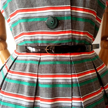 Charger l'image dans la galerie, 1950s - Ultra Gorgeous Massive Pockets Striped Dress - W28 (70cm)