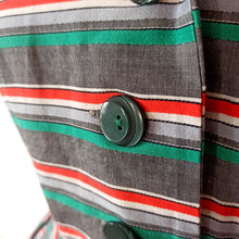 Charger l'image dans la galerie, 1950s - Ultra Gorgeous Massive Pockets Striped Dress - W28 (70cm)