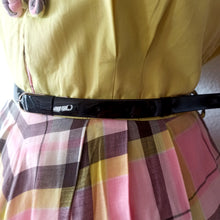 Charger l'image dans la galerie, 1940s 1950s - Stunning & Precious Yellow Pink Plaid Dress - W32 (82cm)