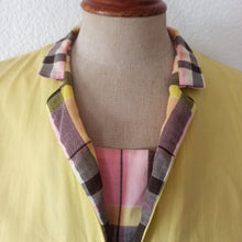 Charger l'image dans la galerie, 1940s 1950s - Stunning & Precious Yellow Pink Plaid Dress - W32 (82cm)