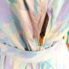 Charger l'image dans la galerie, 1950s - Spectacular Removable Shawl Collar Pastel Colors Dress - W30 (76cm)