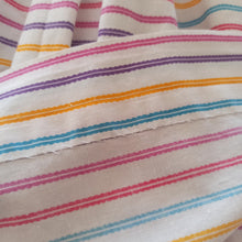 Cargar imagen en el visor de la galería, 1950s - Adorable Color Stripes Belted Cotton Dress - W26 (66cm)
