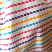 Cargar imagen en el visor de la galería, 1950s - Adorable Color Stripes Belted Cotton Dress - W26 (66cm)