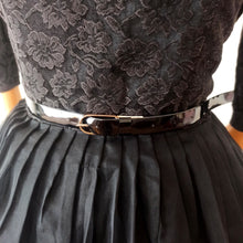 Charger l'image dans la galerie, 1950s - Stunning Solid Black Floral Organza Dress - W29 (74cm)