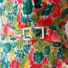 Cargar imagen en el visor de la galería, 1940s - Stunning French Abstract Primary Colors Pockets Dress - W30 (76cm)