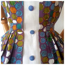 Charger l'image dans la galerie, 1950s - Joppy, Paris - Stunning Abstract Floral Colorful Cotton Dress - W26 (66cm)