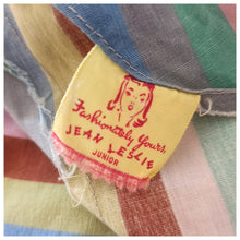 Charger l'image dans la galerie, 1950s - Jean Leslie Jrs., USA - Sweet Colors Striped Cotton Dress - W27 (68cm)
